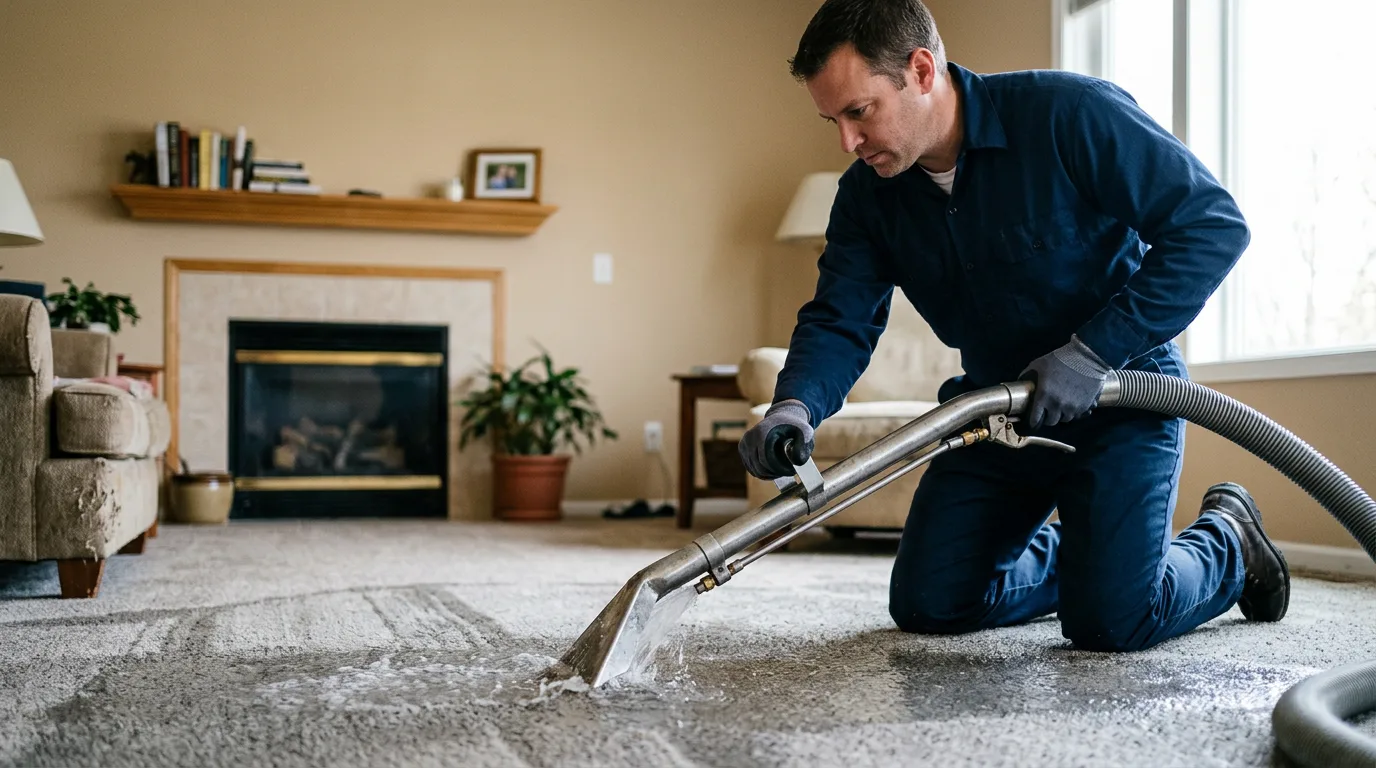 Water damage restoration technician working near Denver, PA